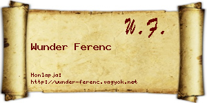Wunder Ferenc névjegykártya